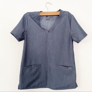 Figs scrub Heather denim top. Size S